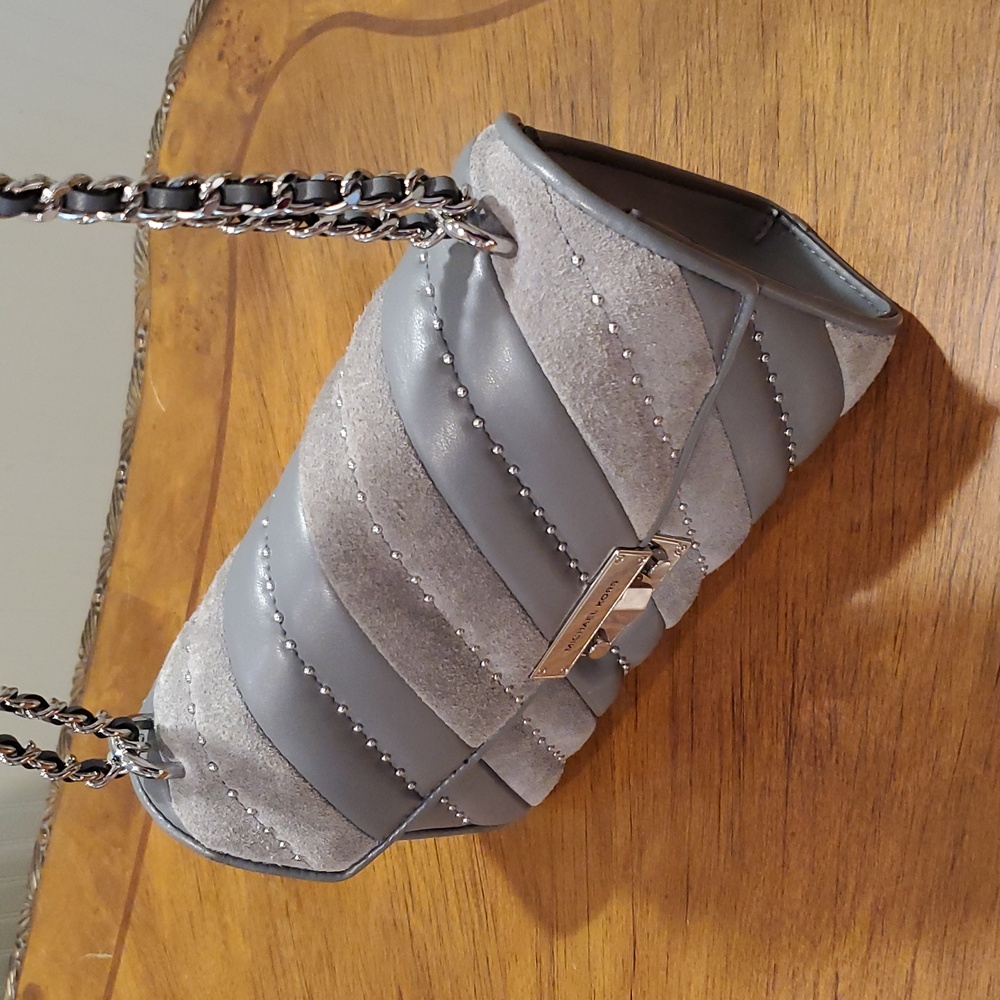 Michael Kors Suede Striped Rose Shoulder Bag - Picture 7 of 16